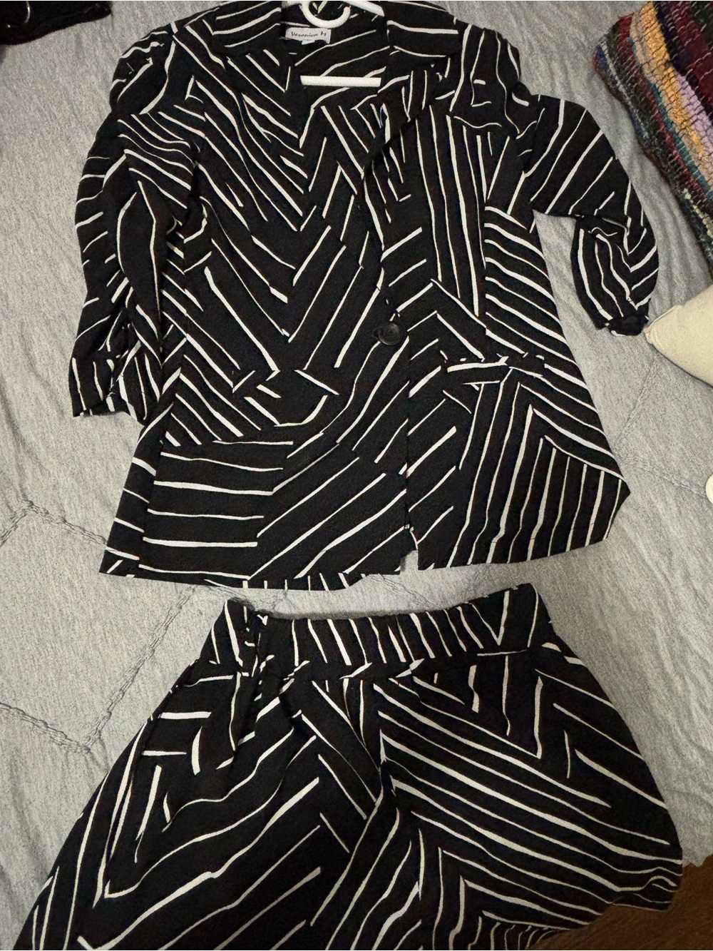 Veronica M. - Black and White Striped Two-Piece Set